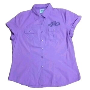 Harley-davidson Lavender Collared Button Womens Shirt Size L